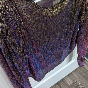 NWT shiny ZARA purple/gold top